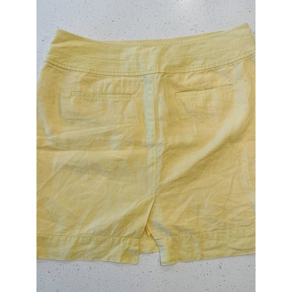 Banana Republic Women’s 10 Linen Skirt Yellow & Brown Buttons Pockets‎ Side Zip - Picture 4 of 6